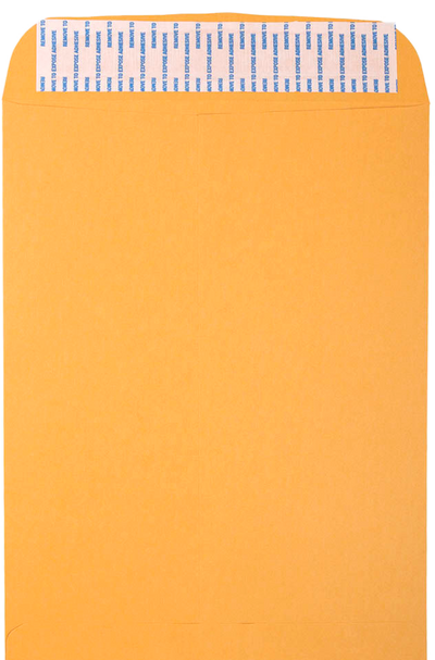Brown Kraft 28lb 9 1/2 x 12 1/2 Open End Envelopes with Peel & Seal