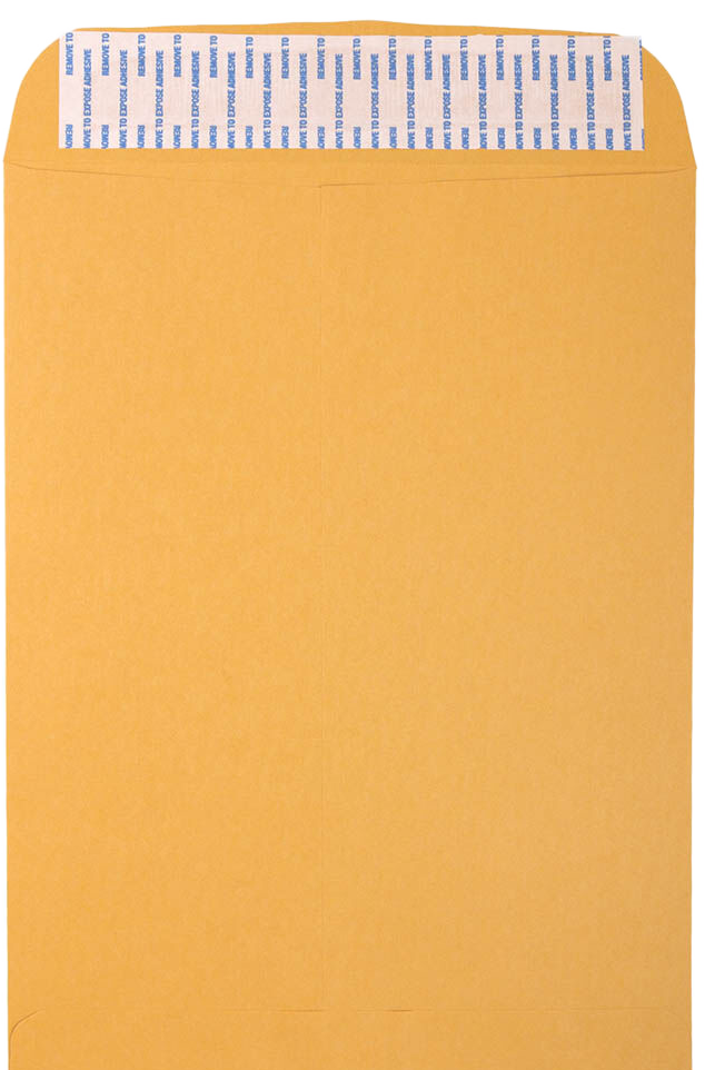 Brown Kraft 28lb 9 1/2 x 12 1/2 Open End Envelopes with Peel & Seal
