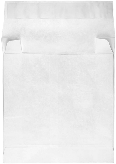 Bright White Tyvek 14lb 10 x 12 x 4 Open End Envelopes with Peel & Seal