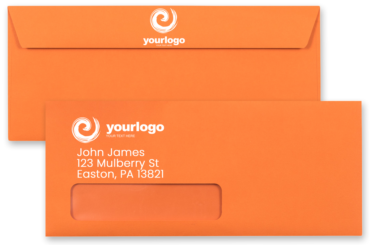 Mandarin Orange 32lb #10 Window Envelopes (4 1/8 x 9 1/2)