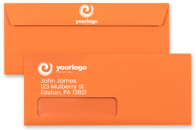Mandarin Orange 32lb #10 Window Envelopes (4 1/8 x 9 1/2)