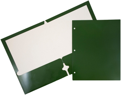 Glossy Green 9 x 12 3 Hole Punch Folders