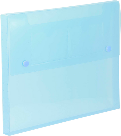 Blue 9 1/2 x 12 1/2 x 3/4 Plastic Portfolios with Snap