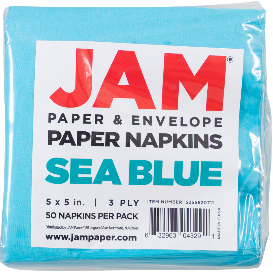 Sea Blue 5 x 5 3-Ply Beverage Napkins