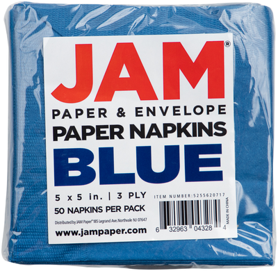 Blue 5 x 5 3-Ply Beverage Napkins