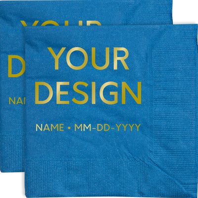 Blue 5 x 5 3-Ply Beverage Napkins