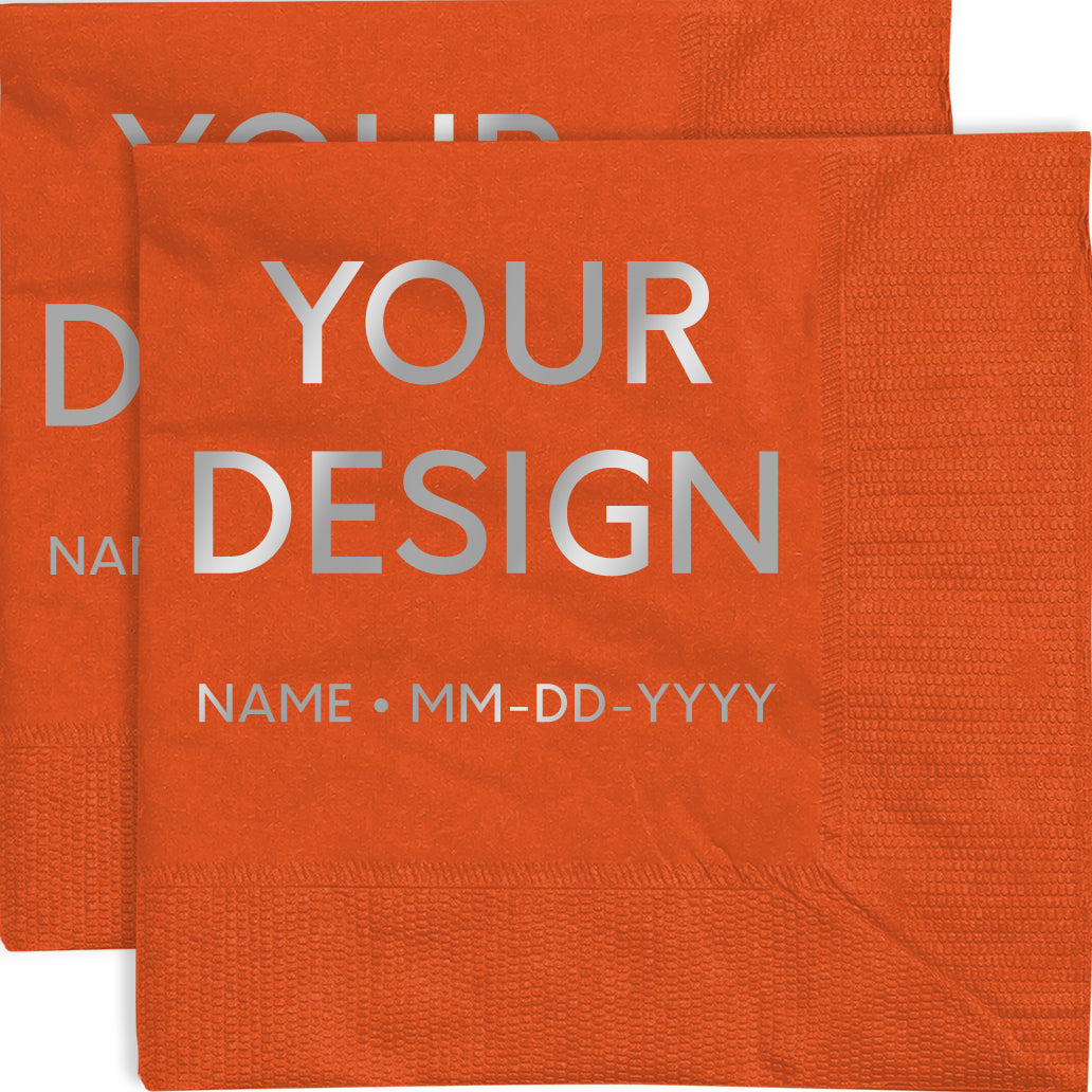 Orange 5 x 5 3-Ply Beverage Napkins