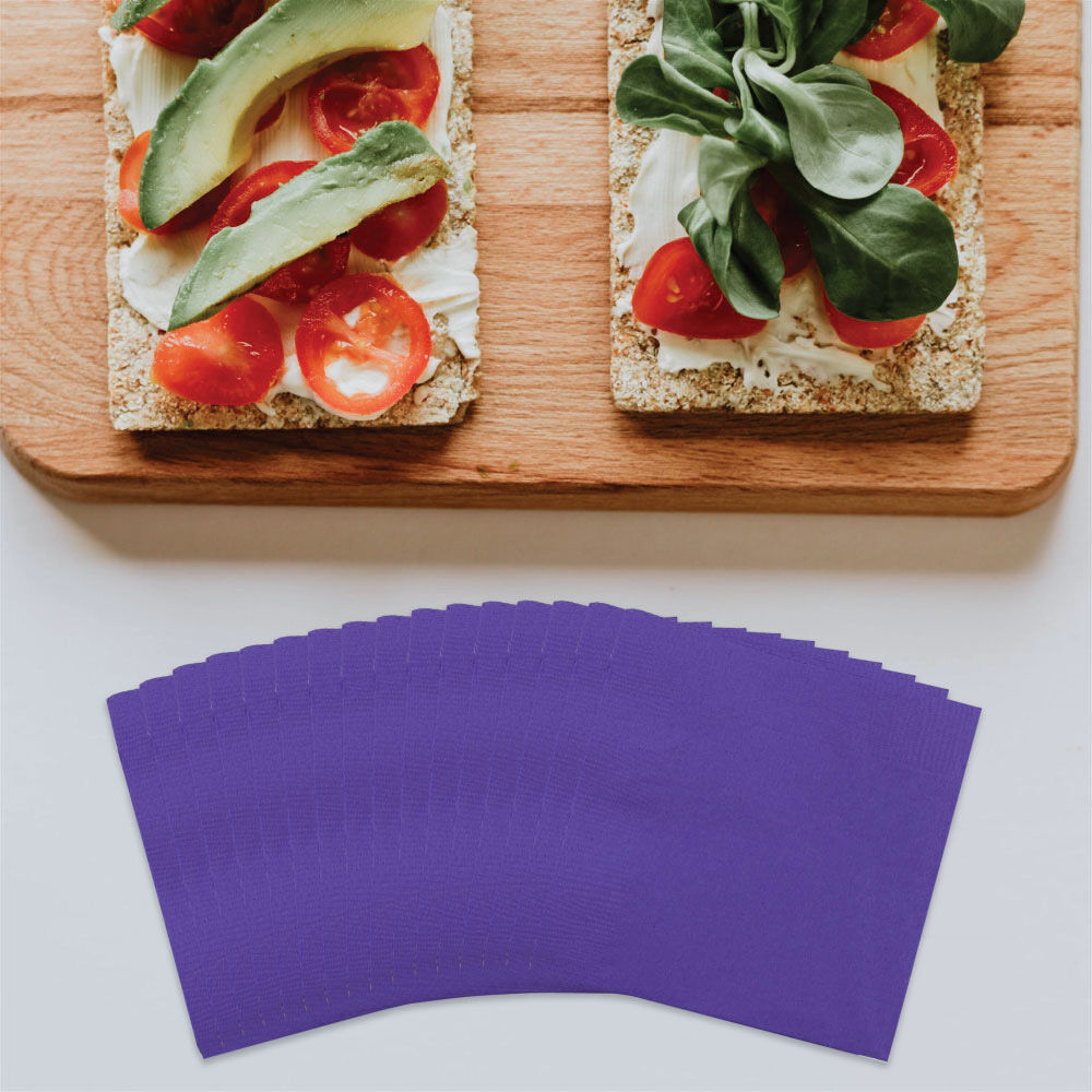 Purple 5 x 5 3-Ply Beverage Napkins