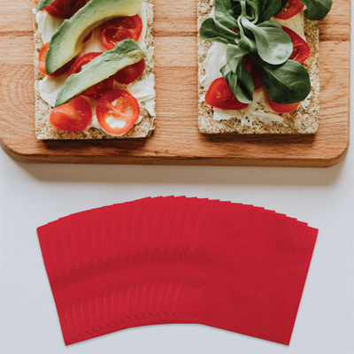 Red 5 x 5 3-Ply Beverage Napkins