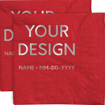 Red 5 x 5 3-Ply Beverage Napkins