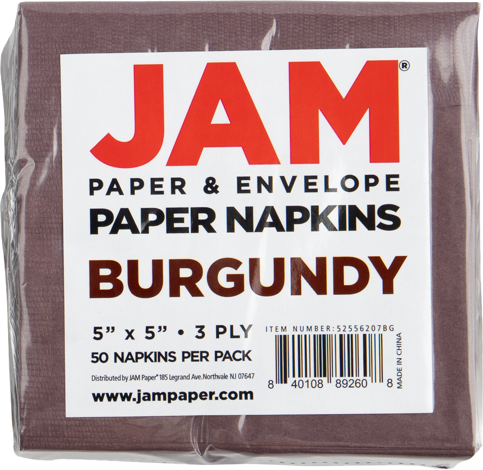 Burgundy 3-Ply 5 x 5 Beverage Napkins