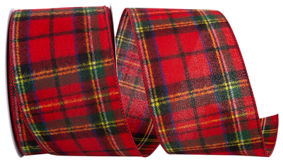 Red Flannel 4 Inch x 25 Yards Plaid Ribbon