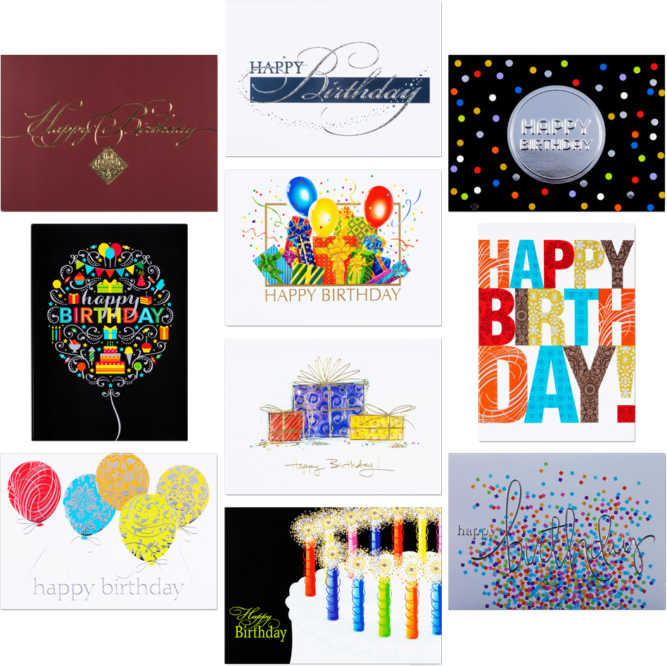 Happy Birthday Assorted Cards - 50 Pack