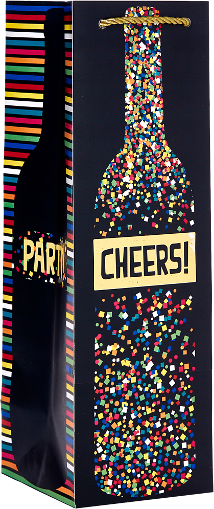 Party Popper Wine Bottle Gift Bags (4 1/2 x 4 1/2 x 14) - 120 Pack