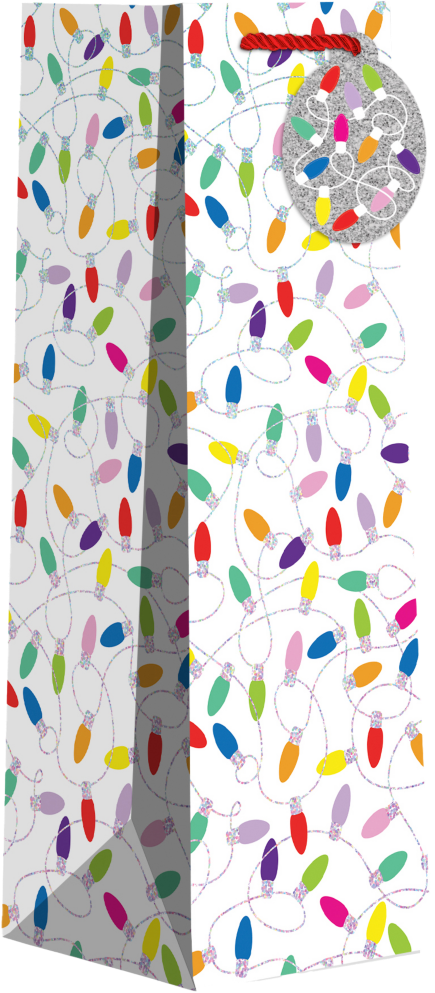 Christmas Lights Wine Bottle Gift Bags (4 1/2 x 4 1/2 x 14) - 120 Pack