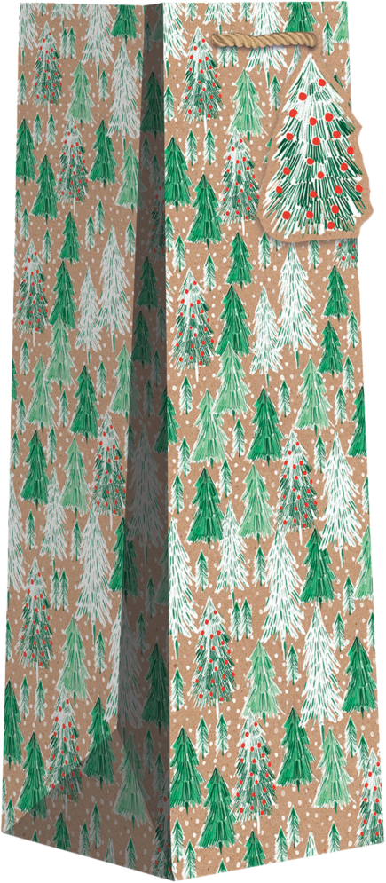 Opulent Tree Christmas Wine Bottle Gift Bags (4 1/2 x 4 1/2 x 14) - 120 Pack
