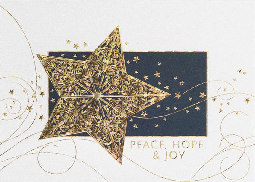 Peace Hope Joy Large Star Christmas Cards - 25 Pack