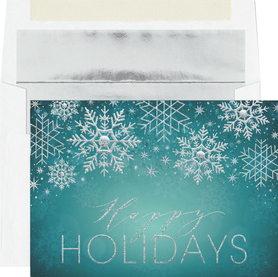 Snowflakes Happy Holidays Card Set - 25 Pack