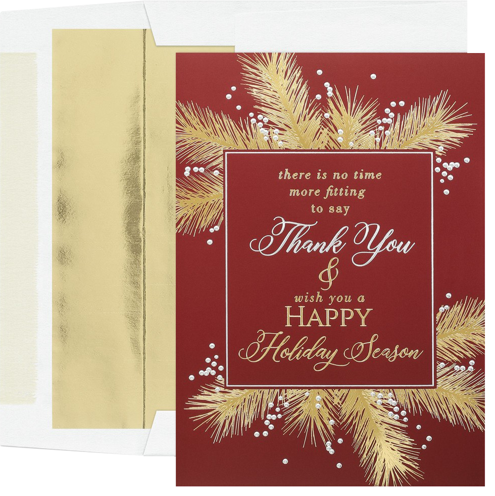 Appreciation Pine and Berries Christmas Card Set - 25 Pack