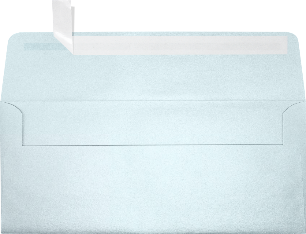 Aquamarine Blue Metallic 32lb #10 Square Flap Envelopes (4 1/8 x 9 1/2) with Peel & Seal