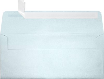Aquamarine Blue Metallic 32lb #10 Square Flap Envelopes (4 1/8 x 9 1/2) with Peel & Seal