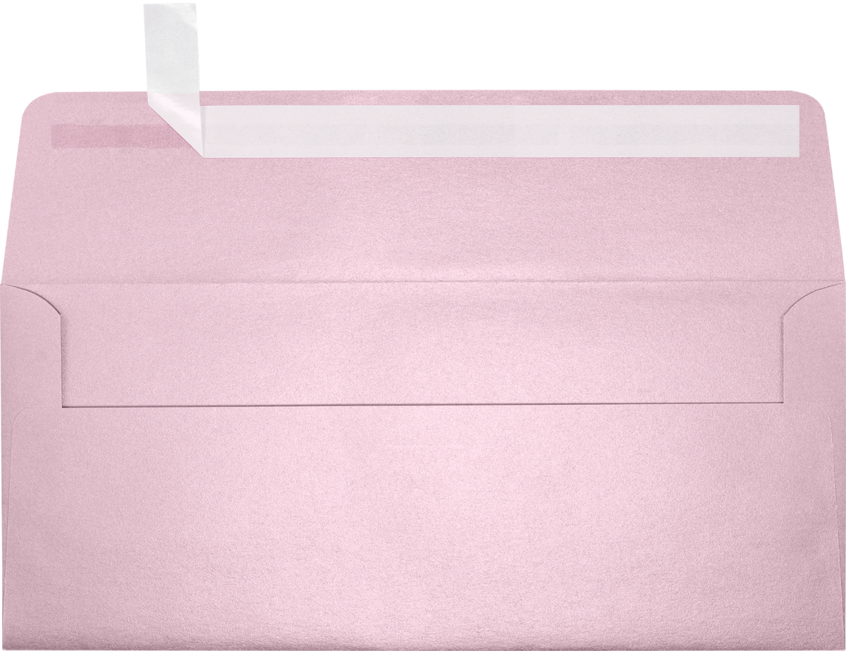 Pink Rose Metallic 32lb #10 Square Flap Envelopes (4 1/8 x 9 1/2) with Peel & Seal