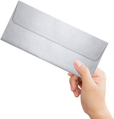 Silver Metallic 32lb #10 Square Flap Envelopes (4 1/8 x 9 1/2) with Peel & Seal
