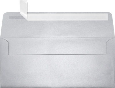 Silver Metallic 32lb #10 Square Flap Envelopes (4 1/8 x 9 1/2) with Peel & Seal