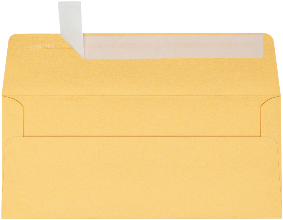 Gold Metallic 32lb #10 Square Flap Envelopes (4 1/8 x 9 1/2) with Peel & Seal