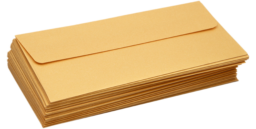 Gold Metallic 32lb #10 Square Flap Envelopes (4 1/8 x 9 1/2) with Peel & Seal
