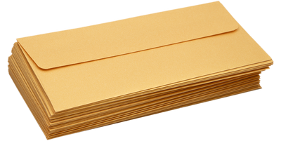 Gold Metallic 32lb #10 Square Flap Envelopes (4 1/8 x 9 1/2) with Peel & Seal