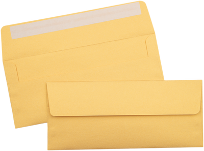 Gold Metallic 32lb #10 Square Flap Envelopes (4 1/8 x 9 1/2) with Peel & Seal