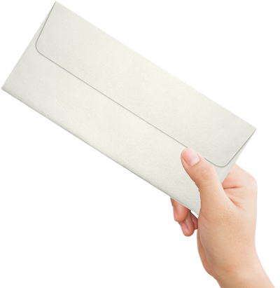 White Quartz Metallic 32lb #10 Square Flap Envelopes (4 1/8 x 9 1/2) with Peel & Seal