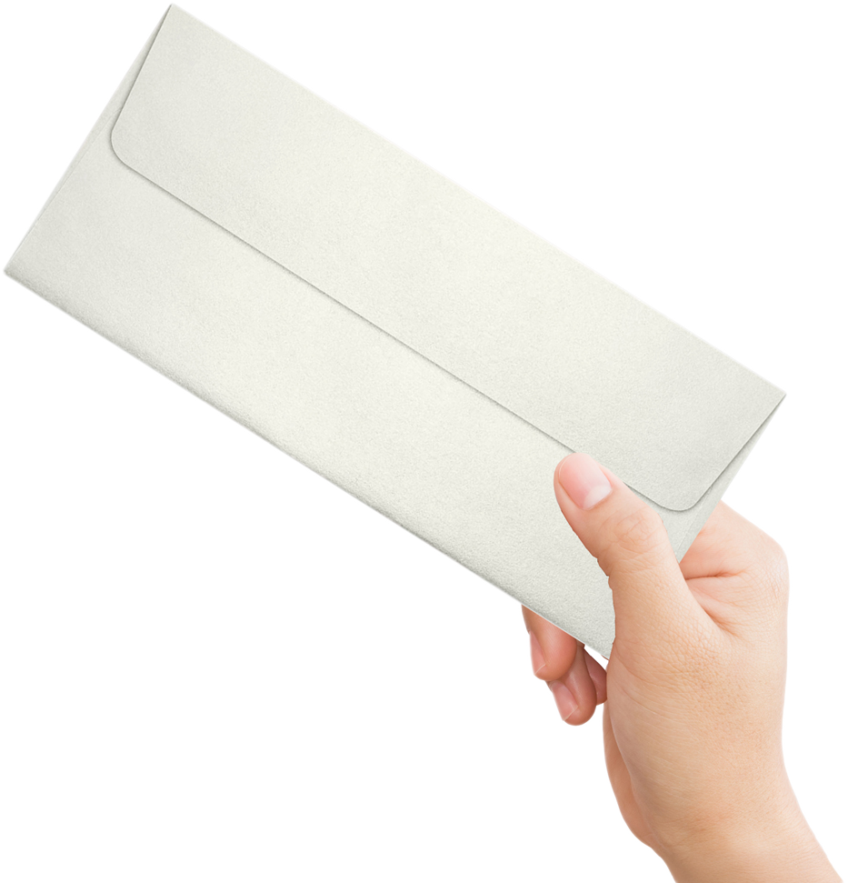 White Quartz Metallic 32lb #10 Square Flap Envelopes (4 1/8 x 9 1/2) with Peel & Seal