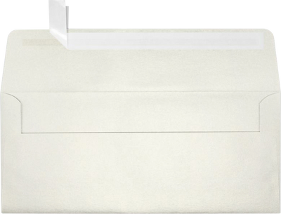 White Quartz Metallic 32lb #10 Square Flap Envelopes (4 1/8 x 9 1/2) with Peel & Seal