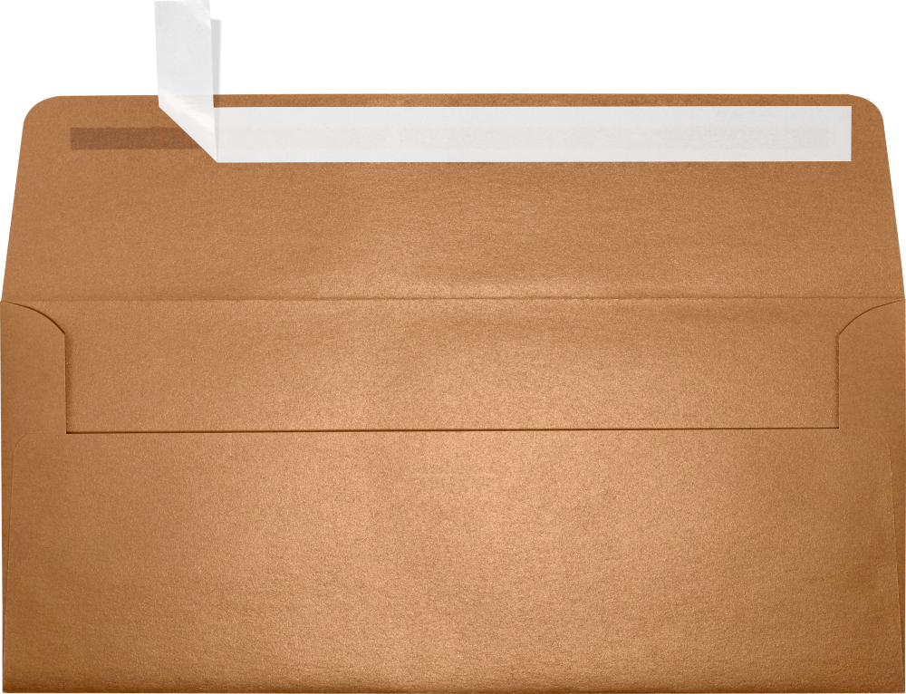 Copper Brown Metallic 32lb #10 Square Flap Envelopes (4 1/8 x 9 1/2) with Peel & Seal