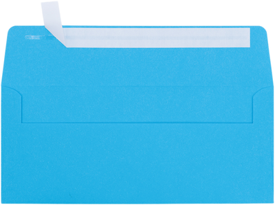 Bright Blue 24lb #10 Square Flap Envelopes (4 1/8 x 9 1/2) with Peel & Seal