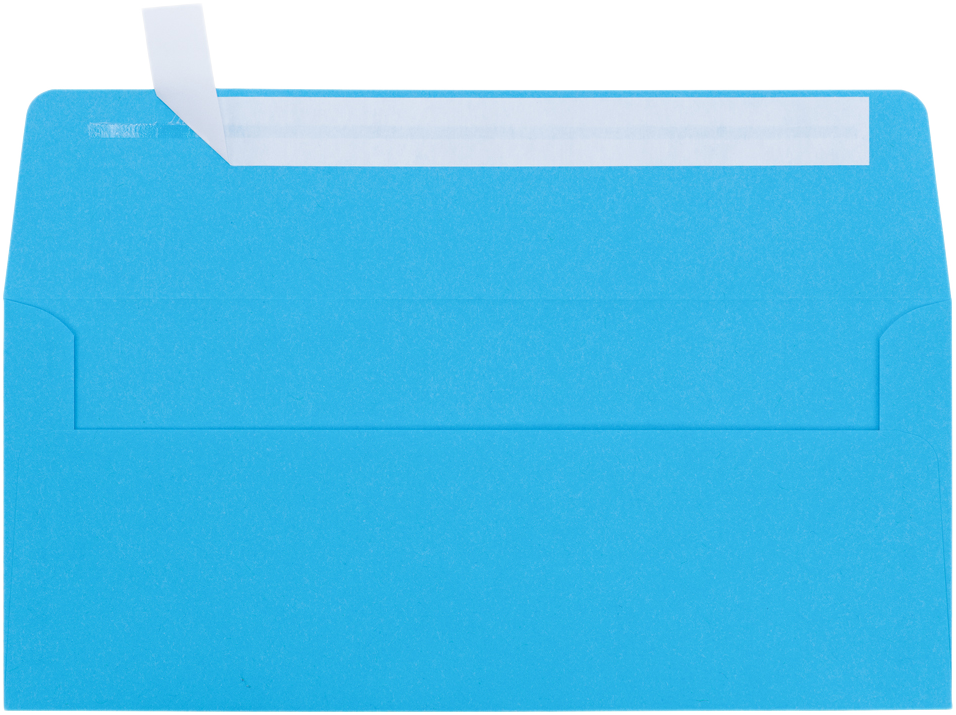 Bright Blue 24lb #10 Square Flap Envelopes (4 1/8 x 9 1/2) with Peel & Seal