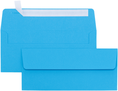 Bright Blue 24lb #10 Square Flap Envelopes (4 1/8 x 9 1/2) with Peel & Seal