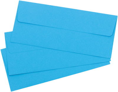 Bright Blue 24lb #10 Square Flap Envelopes (4 1/8 x 9 1/2) with Peel & Seal