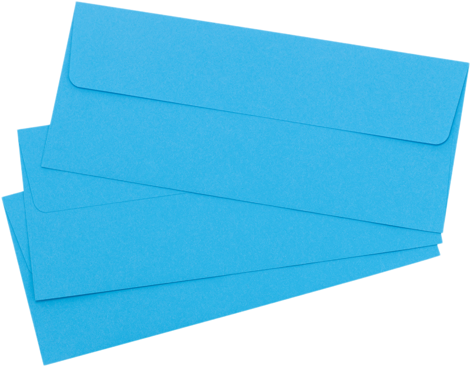 Bright Blue 24lb #10 Square Flap Envelopes (4 1/8 x 9 1/2) with Peel & Seal
