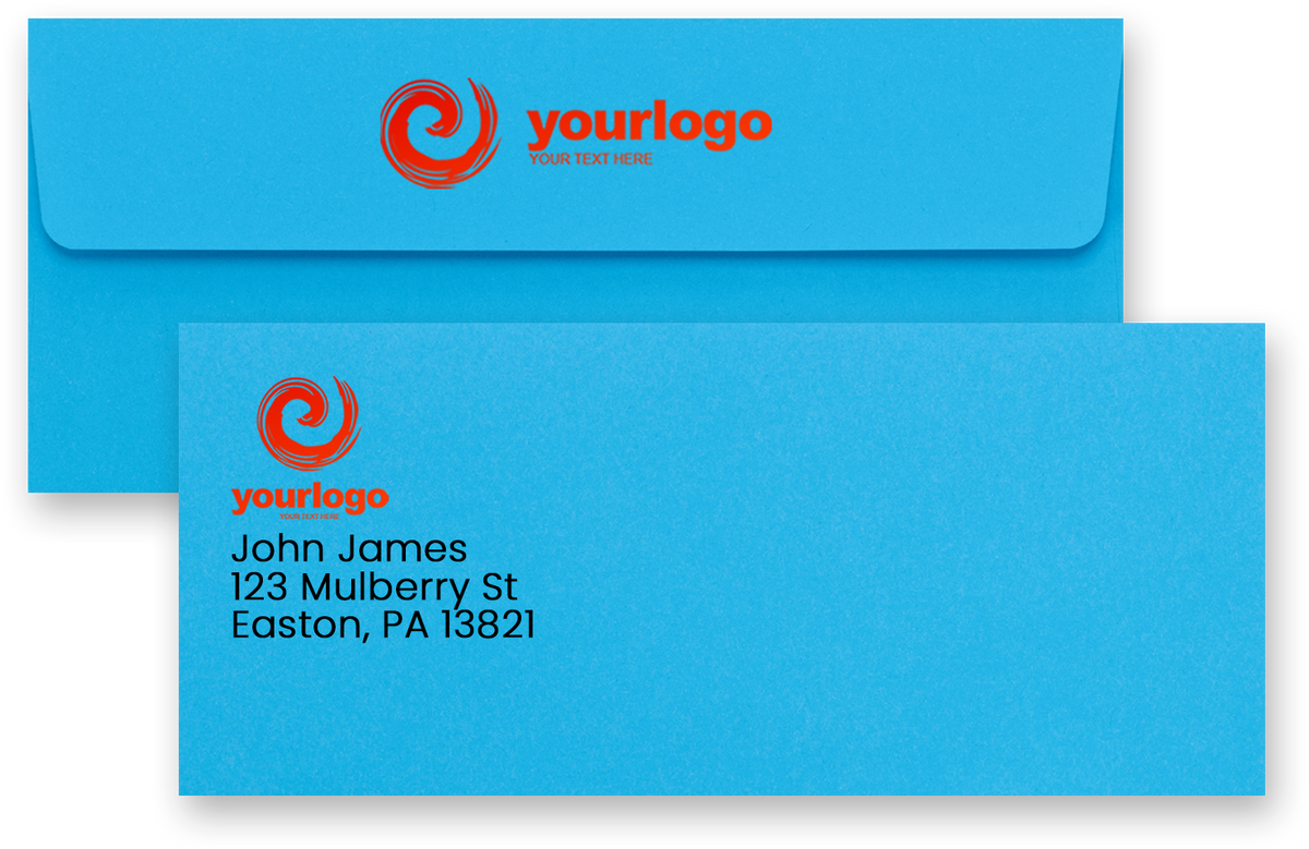 Bright Blue 24lb #10 Square Flap Envelopes (4 1/8 x 9 1/2) with Peel & Seal