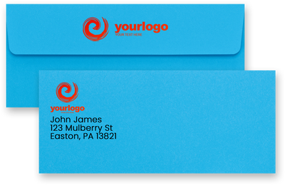 Bright Blue 24lb #10 Square Flap Envelopes (4 1/8 x 9 1/2) with Peel & Seal