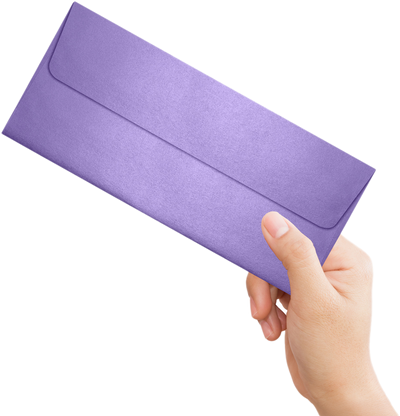 Amethyst Purple Metallic 32lb #10 Square Flap Envelopes (4 1/8 x 9 1/2) with Peel & Seal