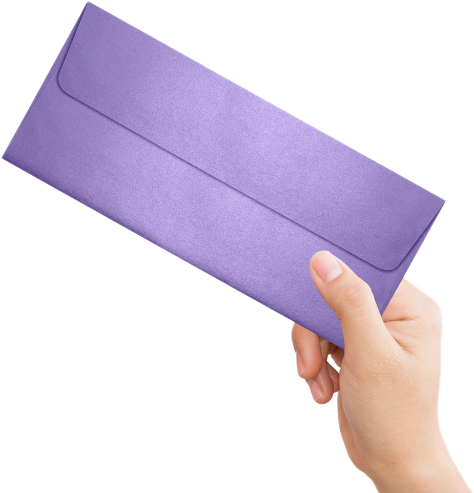 Amethyst Purple Metallic 32lb #10 Square Flap Envelopes (4 1/8 x 9 1/2) with Peel & Seal