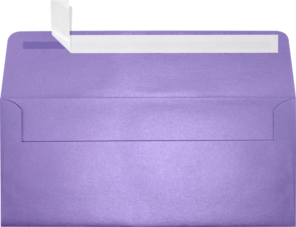 Amethyst Purple Metallic 32lb #10 Square Flap Envelopes (4 1/8 x 9 1/2) with Peel & Seal