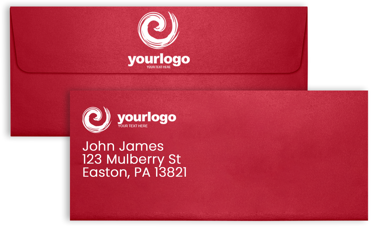 Jupiter Red Metallic 32lb #10 Square Flap Envelopes (4 1/8 x 9 1/2) with Peel & Seal