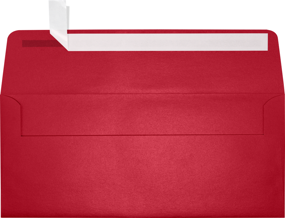 Jupiter Red Metallic 32lb #10 Square Flap Envelopes (4 1/8 x 9 1/2) with Peel & Seal