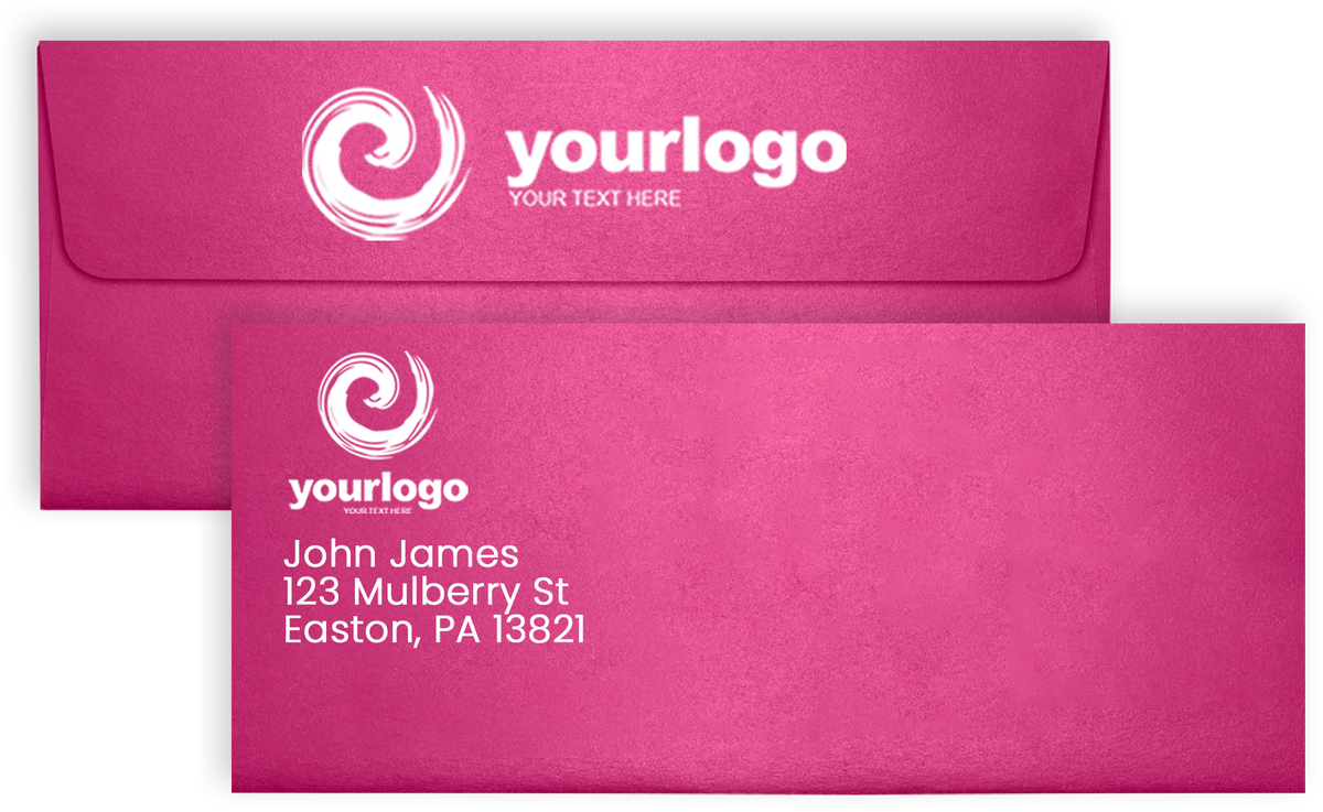 Azalea Fuchsia Pink Metallic 32lb #10 Square Flap Envelopes (4 1/8 x 9 1/2) with Peel & Seal