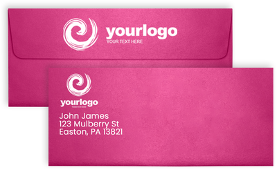 Azalea Fuchsia Pink Metallic 32lb #10 Square Flap Envelopes (4 1/8 x 9 1/2) with Peel & Seal